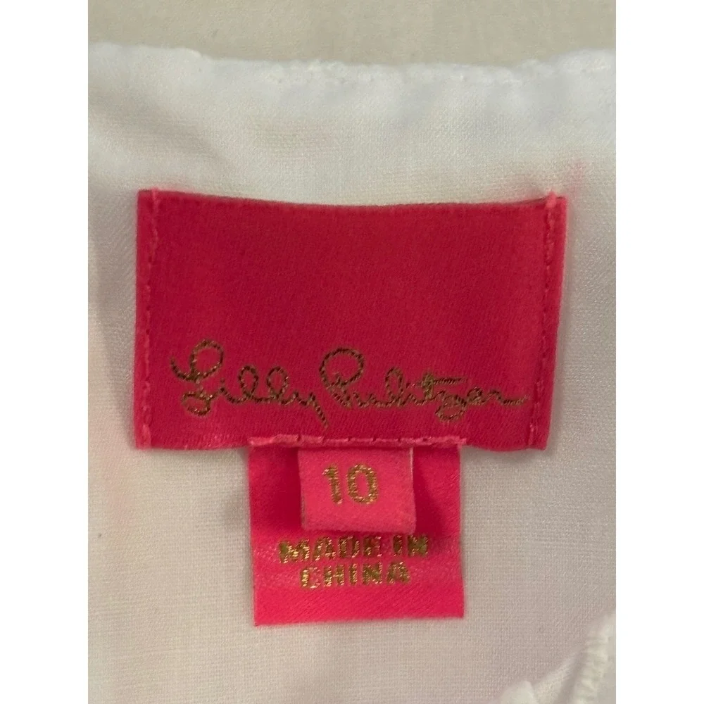 Lilly Pulitzer Girls White Eyelet Ruffle Sleeveless Dress Summer Party ~SZ 10